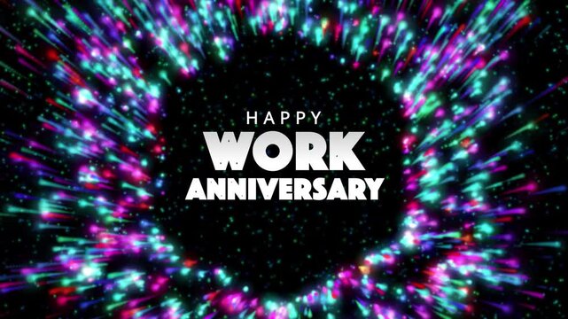 Celebrate a happy work anniversary milestone with festive confetti and joyful congratulations for a dedicated employee