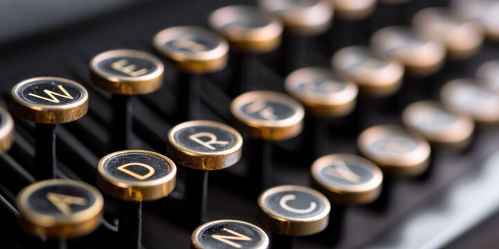 Vintage typewriter keys in close-up view