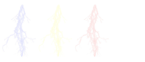 Electric storm bolts with transparent background for visual effects