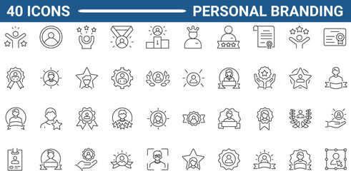 Personal Branding line icon set. Outline Icon Collection. Vector illustration. Editable stroke