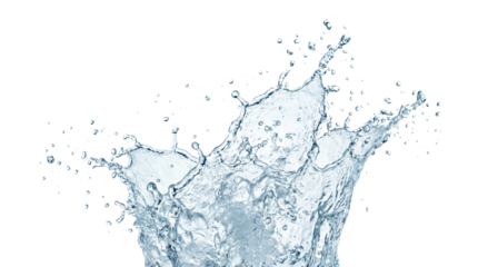 A dynamic splash of water with droplets scattering in various directions, creating an energetic visual effect.