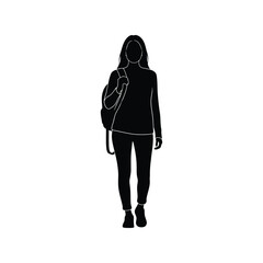 Silhouette of woman with backpack walking