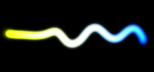 Abstract glowing neon light streak rays wave shaped colour flow on black background. Curved neon lines horizontal shaped gradient backdrop design. Neon light beams effect.