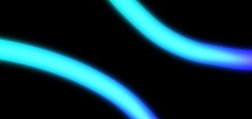 Abstract glowing neon light streak rays wave shaped colour flow on black background. Curved neon lines horizontal shaped gradient backdrop design. Neon light beams effect.