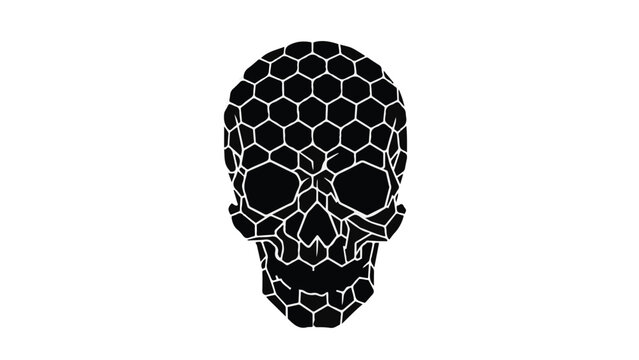 Abstract geometric skull illustration with honeycomb pattern