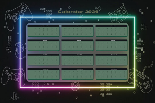 Modern calendar design with vibrant color accents and clean typography