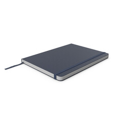 blue hardcover notebook with bookmark