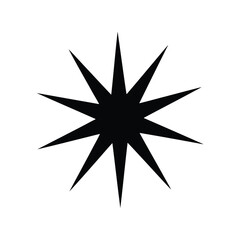 Obraz premium Black starburst icon sharp pointed geometric shape