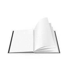 clean open bound sketchbook with blank white pages