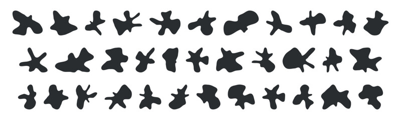 Irregular black abstract organic fluid silhouettes collection multiple blob liquid forms vector decorative creative set contemporary graphic shapes isolated modern design minimal artistic inspiration