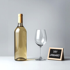 Fresh Start Minimalist Dry January Concept. Sobriety, Mindful Drinking, Wellness Reset, Healthy Habits, Alcohol-Free Lifestyle