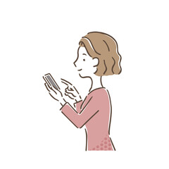 スマートフォンを操作している横向きの若い女性