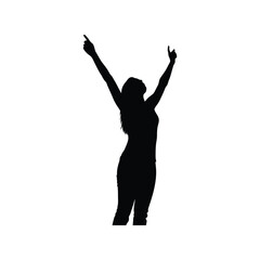 Woman silhouette celebrating success