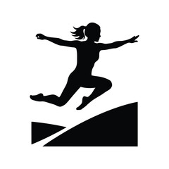 Woman leaping silhouette fitness sport action