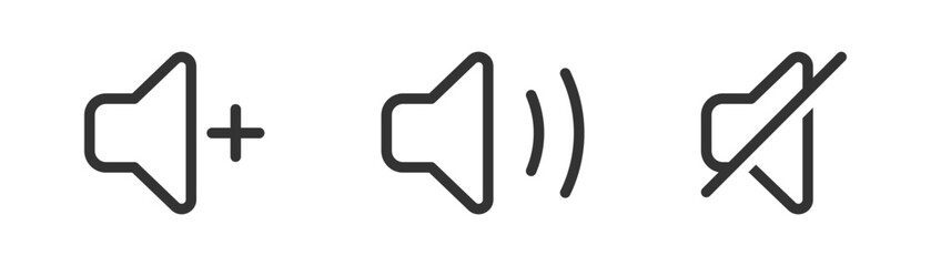 speaker, sound, volume icon set , low and hight level volume speaker icon. voice, audio, silent, mute icons in flat style for media player app and website