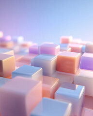 Obraz premium Floating Pastel Gradient 3D Cubes Abstract Background