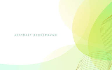 Modern Abstract Background Design Elegant Green and Yellow Overlays with Wave-like Lines