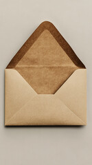 An open envelope rests on a soft neutral background, creating a clean minimalist composition symbolizing communication, message delivery, invitation, or personal correspondence.
