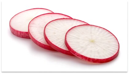 Sliced fresh red onion vegetable on white isolated background for healthy vegetarian salad