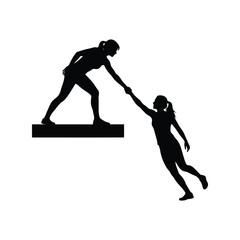 Teamwork silhouette helping hand support success