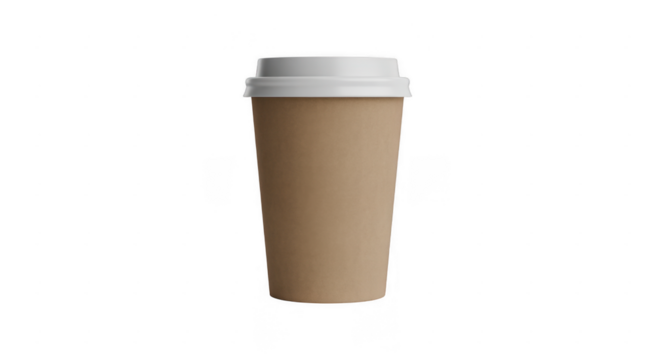 Brown paper coffee cup with white lid isolated on a transparent background image - Powered by Adobe