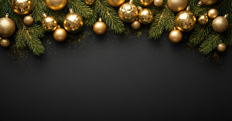 christmas background with golden balls