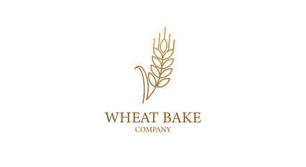 Modern Minimalist Wheat Logo Design – Elegant Wheat Icon for Eco-Friendly Bakery and Bake Food Restaurant Cafe Companies