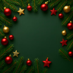 christmas background with fir branches and balls