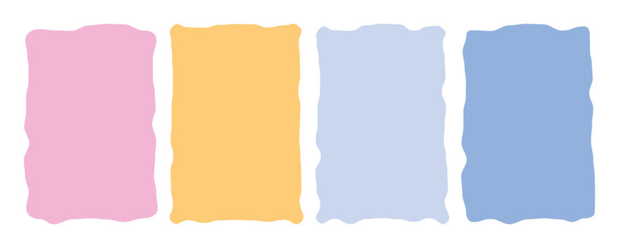 Vintage pastel squiggle stamp frames doodle retro border set wavy line edges solid background template design for invitation card poster banner social media decoration coastal abstract layout