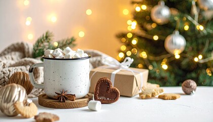 Cozy Christmas Morning Hot Chocolate Cookies and Gift.