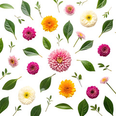 Colorful Floral Pattern With Leaves and Blossoms