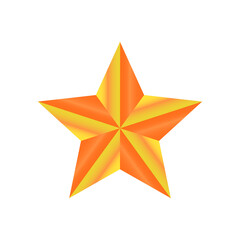 Vibrant Gradient Orange Yellow 3D Star Icon Isolated on transparent background