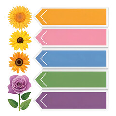 Colorful Decorative Label Tags With Flowers