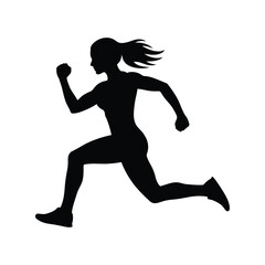Silhouette woman running silhouette fitness sport