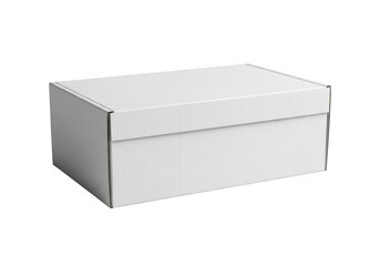 Naklejka premium A plain white rectangular cardboard gift box with a lid isolated on transparent background