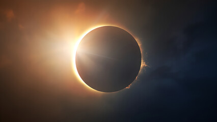 Total Solar Eclipse with Bright Corona and Dramatic Dark Sky