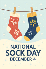   Cute Vector Socks Hanging on String  socks Day 4 December 