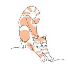 lazy orange cat one line drawing. lazy orange cat single line illustration. lazy orange cat minimalist line art