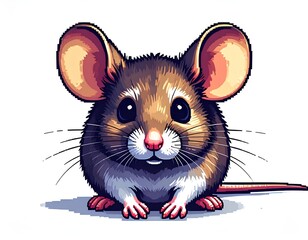pixel art illustration of rat on white background