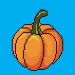 pumpkin pixel art, vector illustration on isolated background.