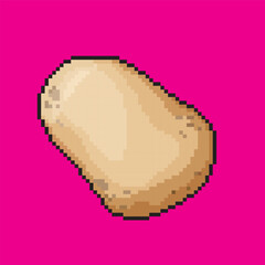 potato pixel art, vector illustration on isolated background.