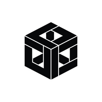 Impossible cube optical illusion