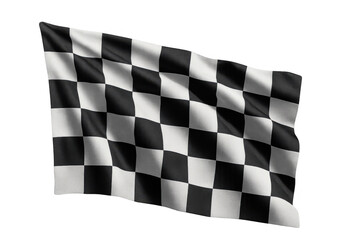 Naklejka premium Checkered flag fluttering, symbolizing ultimate achievement, championship, and finishing race on a transparent background