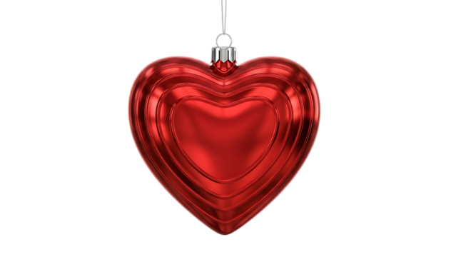 Stunning red heart ornament hanging, a perfect symbol of love and affection for Valentine's Day designs or romantic projects needing a touch of elegance