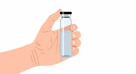 Water sample in glass vial, environmental sample test with eco water analysis and clean vial illustration, suitable for poster design, article header, and eco-themed product mockup.