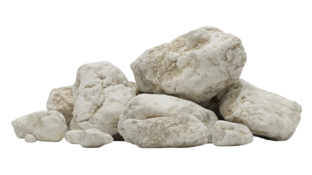 Pile of natural white rough textured rocks isolated for design - Powered by Adobe
