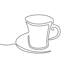 Continuous Line Art of Hot Coffee 