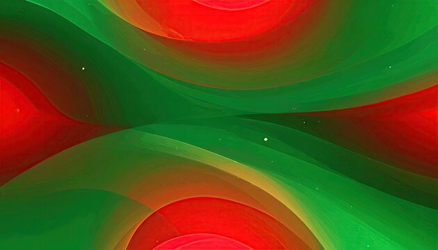 Vibrant abstract background with flowing red and green curves and gradients.