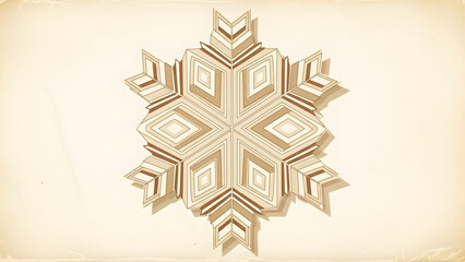 Geometric snowflake design with layered shapes, creating a symmetrical and decorative pattern on a textured background.