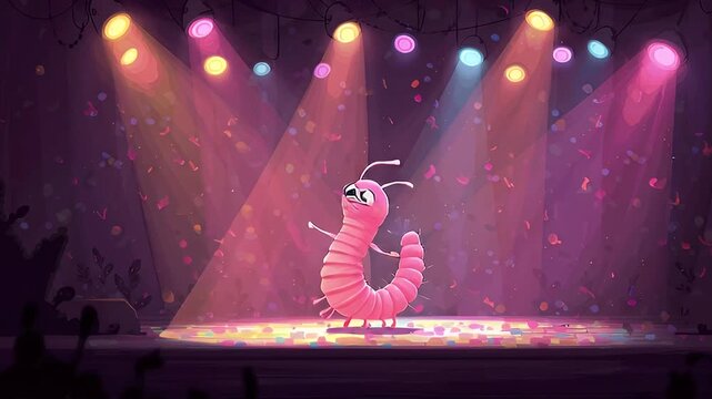 Cute centipede cartoon character dancing performance show